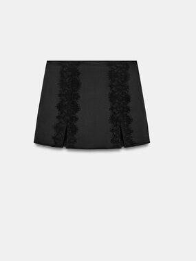 Zara Black Lace-Trim Mini Skorts
